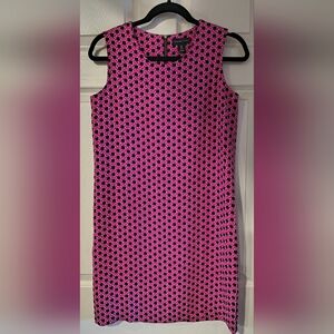 Adrienne Vittadini Sz 0 Sleeveless Pink & Black Chain Link Patterned Shift Dress